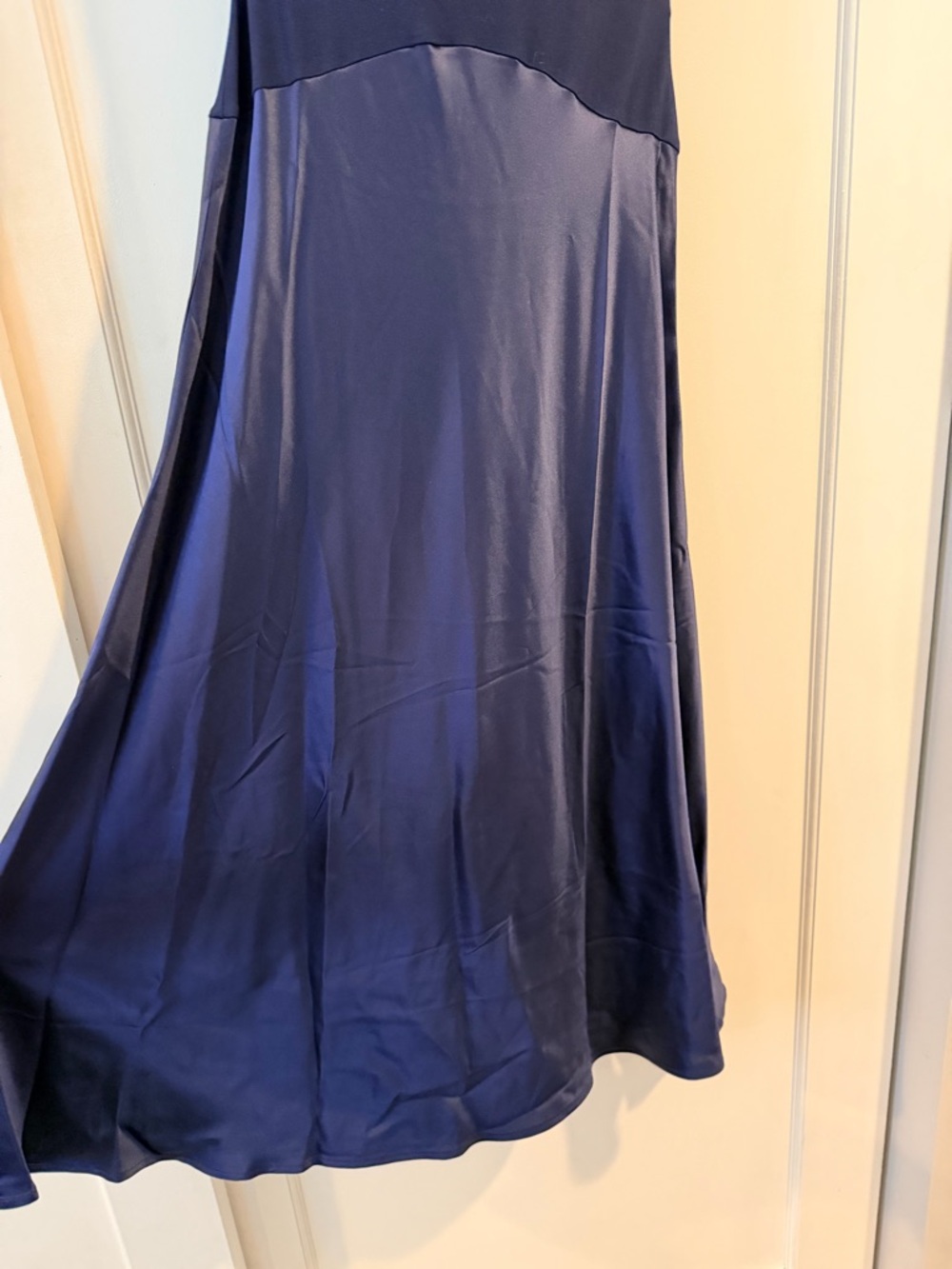 NWT OGL Strapless Navy Satin Midi Dress in Size Small - Picture 8 of 10